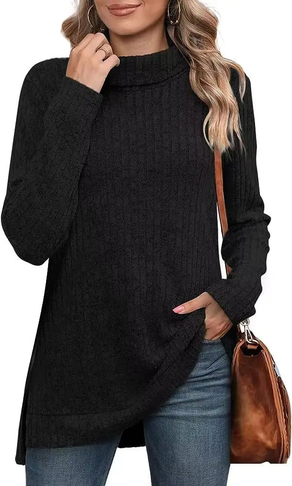 Effen herfst dames oversized coltrui truien lange mouwen
