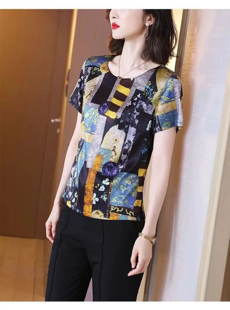Dames T-shirt Zomer Korte Mouw Trui T-shirts Losse Dameskleding O-hals