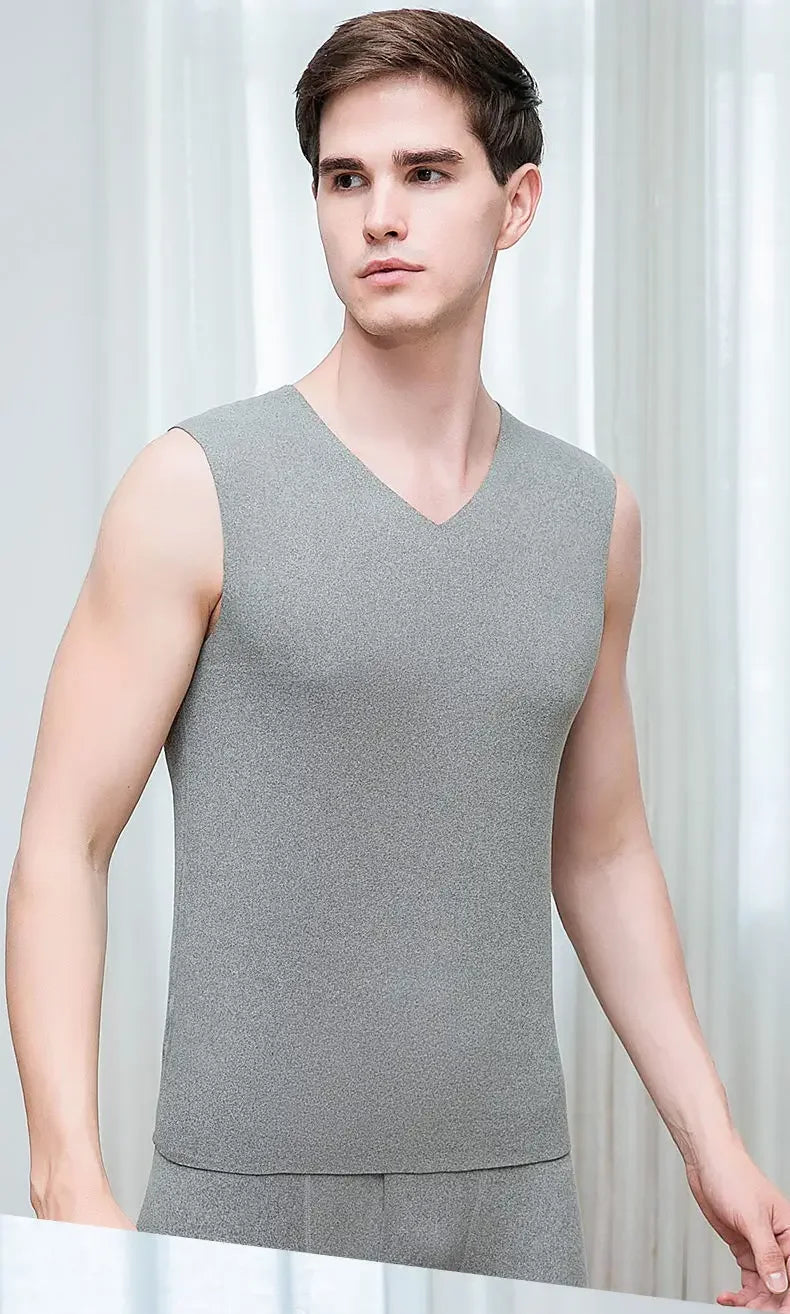 Heren thermisch dubbelzijdig fleece verdikt vest herfst winter naadloos warm