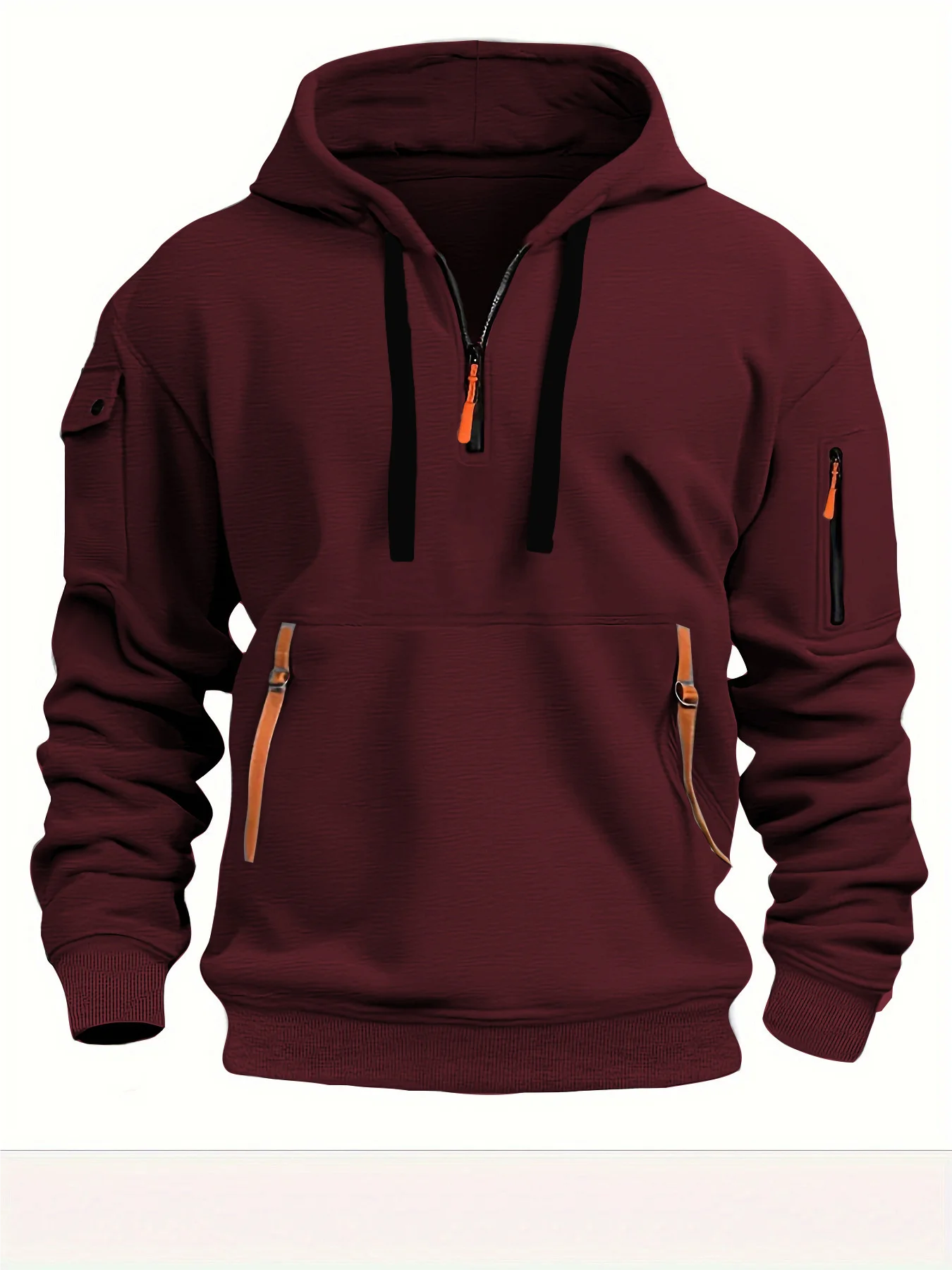 Multi Pocket Zipper Fleece Hooded Casual Shirt for Men and Women Plus Size Loose