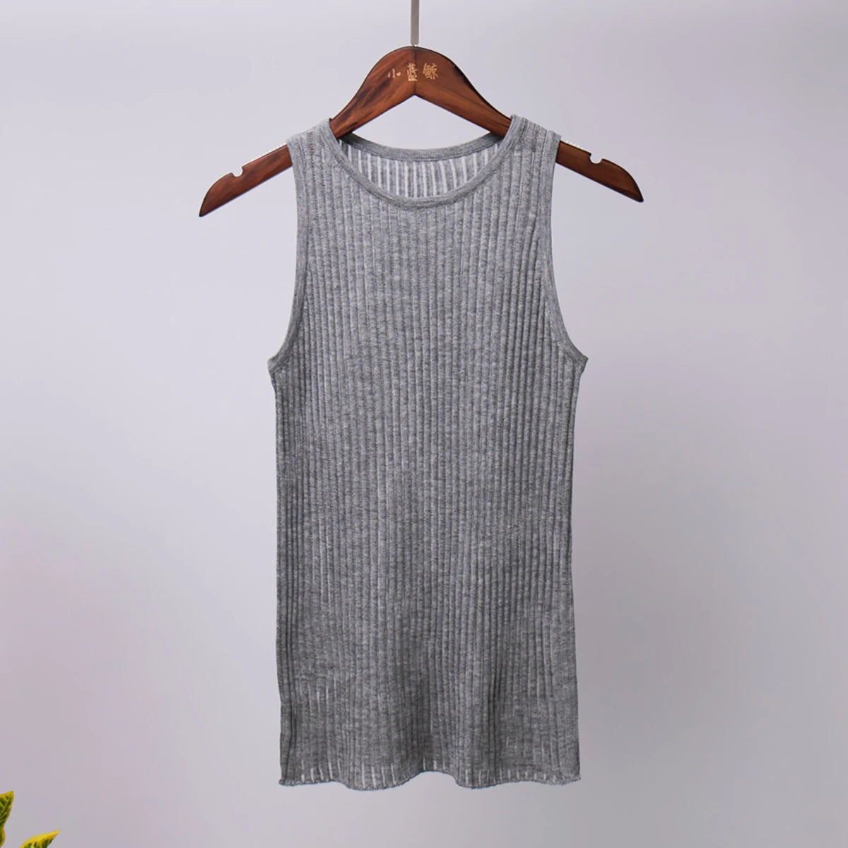 Bornladies Fashion Witte Wol Doorschijnende Dames Tanks Tops Outfit Mouwloos