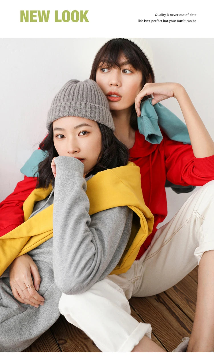 Dames Hoodies 100% Katoen Lente Herfst Losse Lange Mouwen Truien Effen