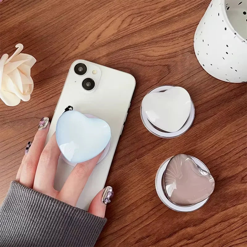 Desktop Magnetic Phone Holder Cute Glass Love Heart Design Cell Phone Support