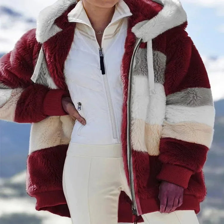 Oversized jas voor dames, herfst/winter, warme, zachte capuchon met capuchon