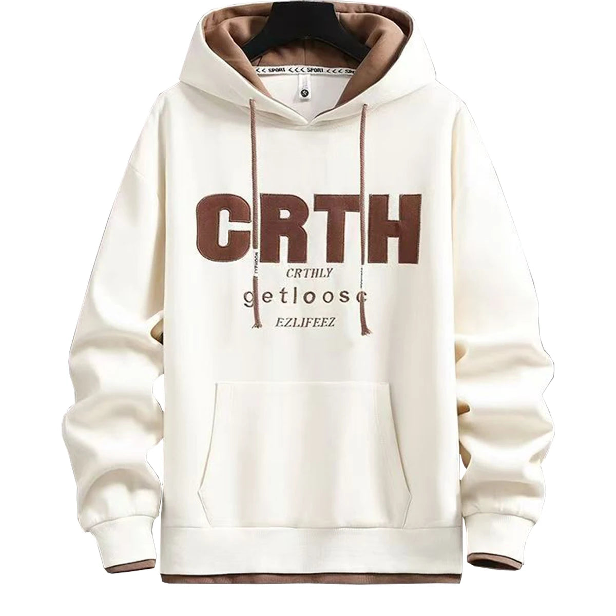 Men s Hoodie With Solid Color Printed Letters Double Layered Thick Hoodie Young People Autumn Winter