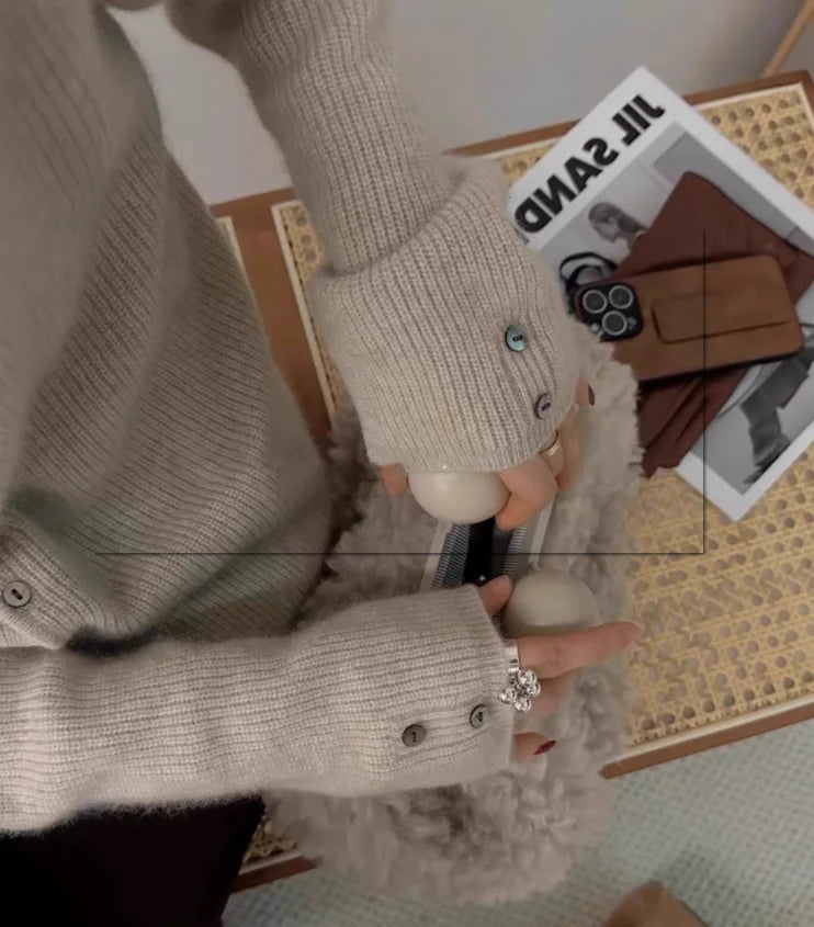 Europese goederen zachte wasachtige kasjmier gebreide cardigan herfst en winter modieus