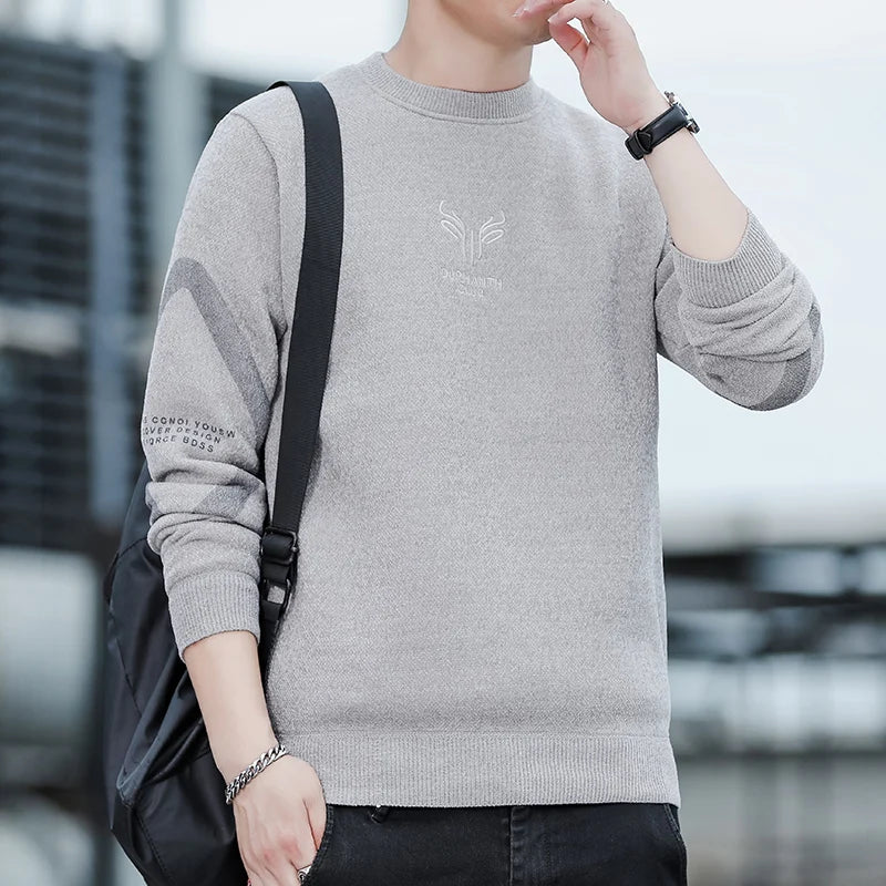 Mens Chenille Sweaters Fashion Knitting Pullover Striped Men s Autumn Winter Top Clothes Round