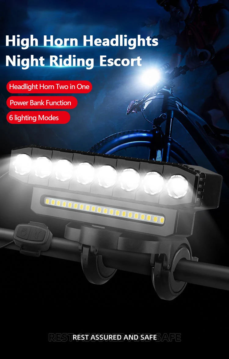 5 8 LED Fiets Koplamp USB Oplaadbaar 130dB Fietshoorn Gemakkelijk te gebruiken