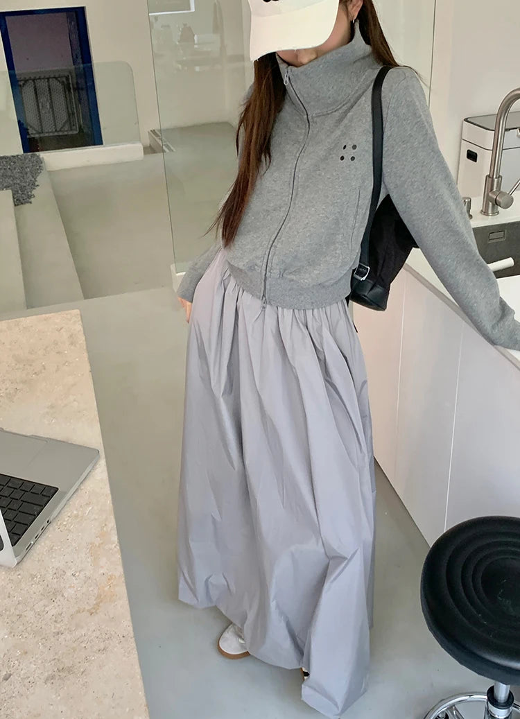 Coltruien voor dames, effen ritsontwerp, chique Koreaanse stijl, eenvoudig