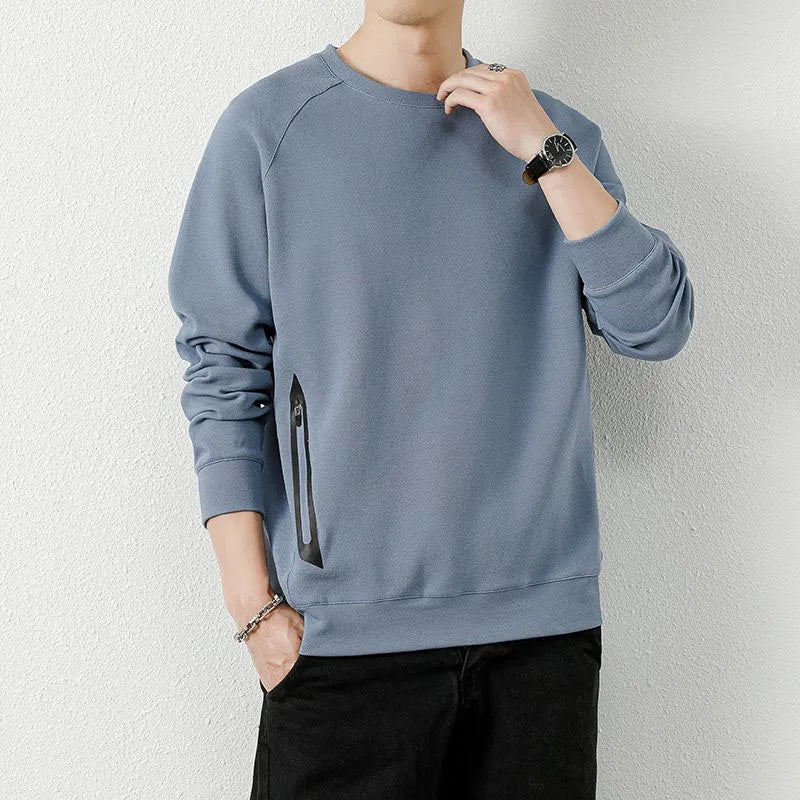 Spring and Autumn Fashion Korean Edition Solid Round Neck Loose Versatile and