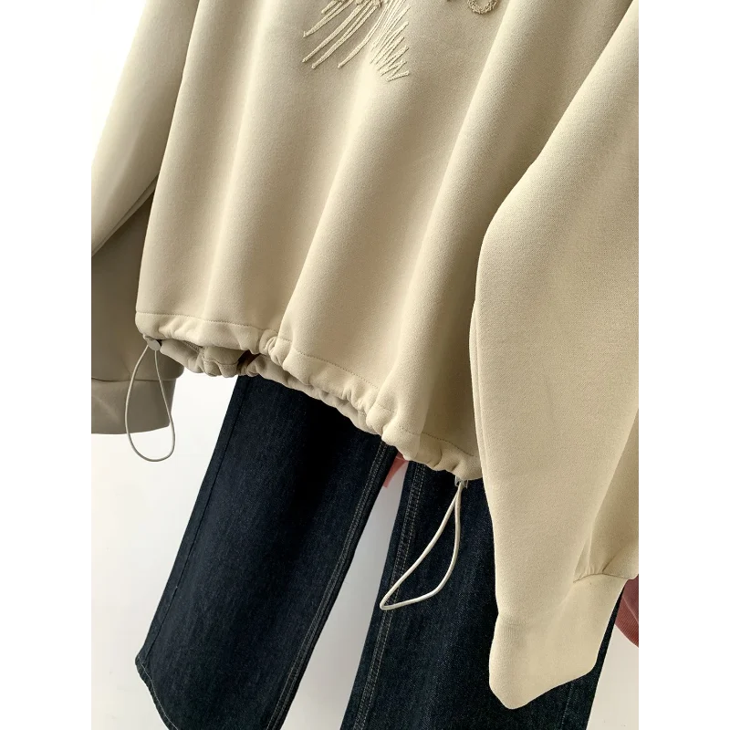 American Retro Hooded Sweatshirt Women in Spring and Autumn Design Feel Loose and Lazy Versatile Top