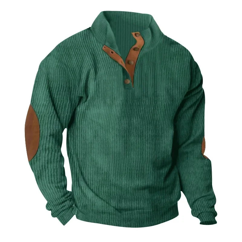 Men s Outdoor Jacket 3D Digital Print Casual Collar Long Sleeve Four Button Sweatshirt Loose Fit
