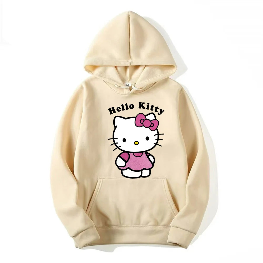 Prachtige Hello Kitty bedrukte hoodies voor dames, warme en comfortabele casual hoodies