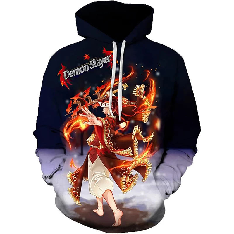 Anime Demon Slayer Kimetsu No Yaiba 3D Hoodies Men Fashion Long Sleeve Sweatshirts Women Casual