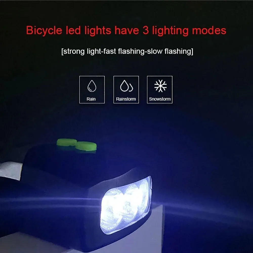 3 LED-fietskoplamp met claxonring, fietsveiligheidskoplampalarm