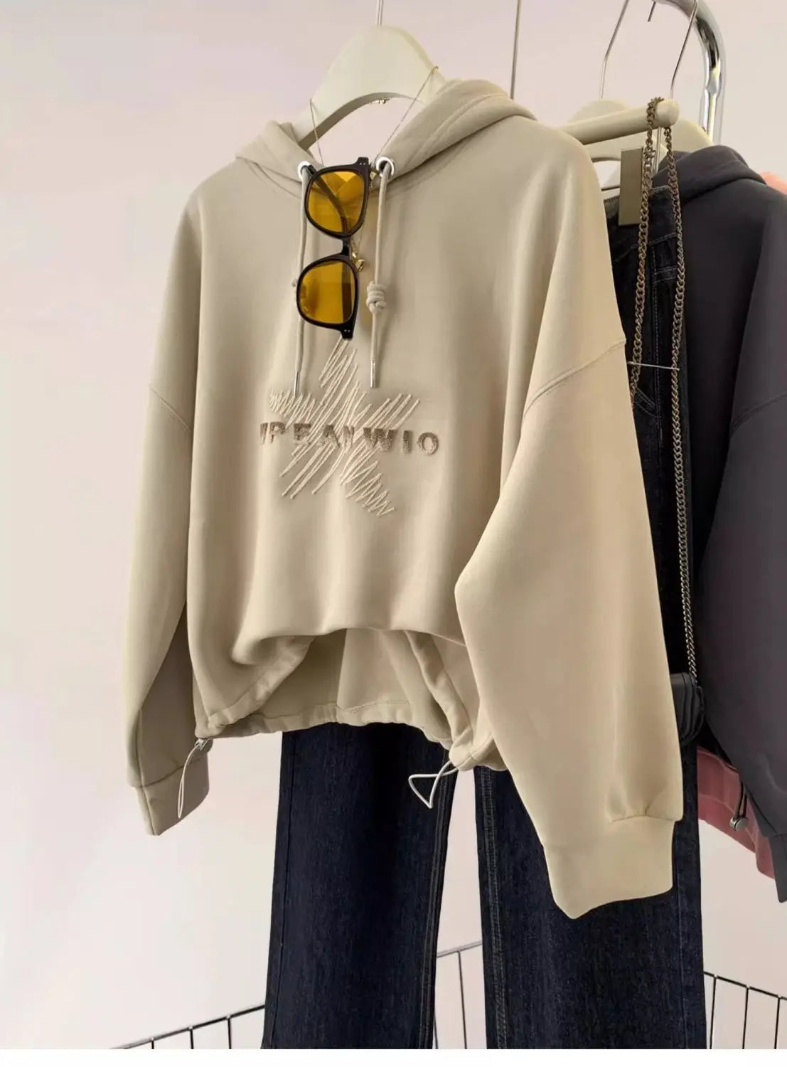 American Retro Hooded Sweatshirt Women in Spring and Autumn Design Feel Loose and Lazy Versatile Top