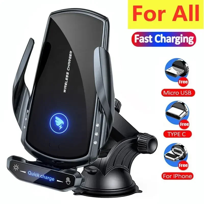 Draadloze oplader auto telefoonhouder standaard 15W snellaadstation voor iPhone