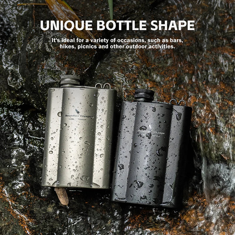 Фляжка Boundless Voyage Titanium Hip Flask 180 мл / 240 мл, ультралегкая, маленькая бутылка для ликера