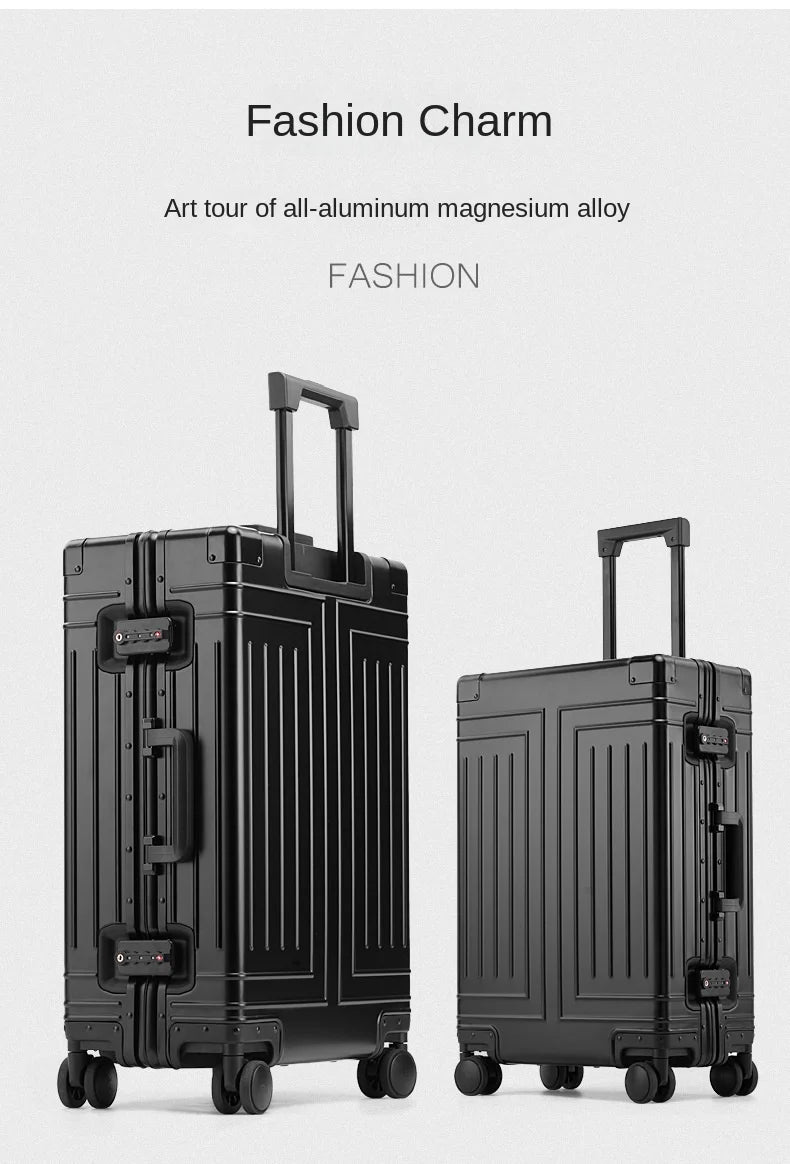 20 24 26 30 Inch Aluminum Trolley Suitcase Waterproof Metallic Cabin Luggage