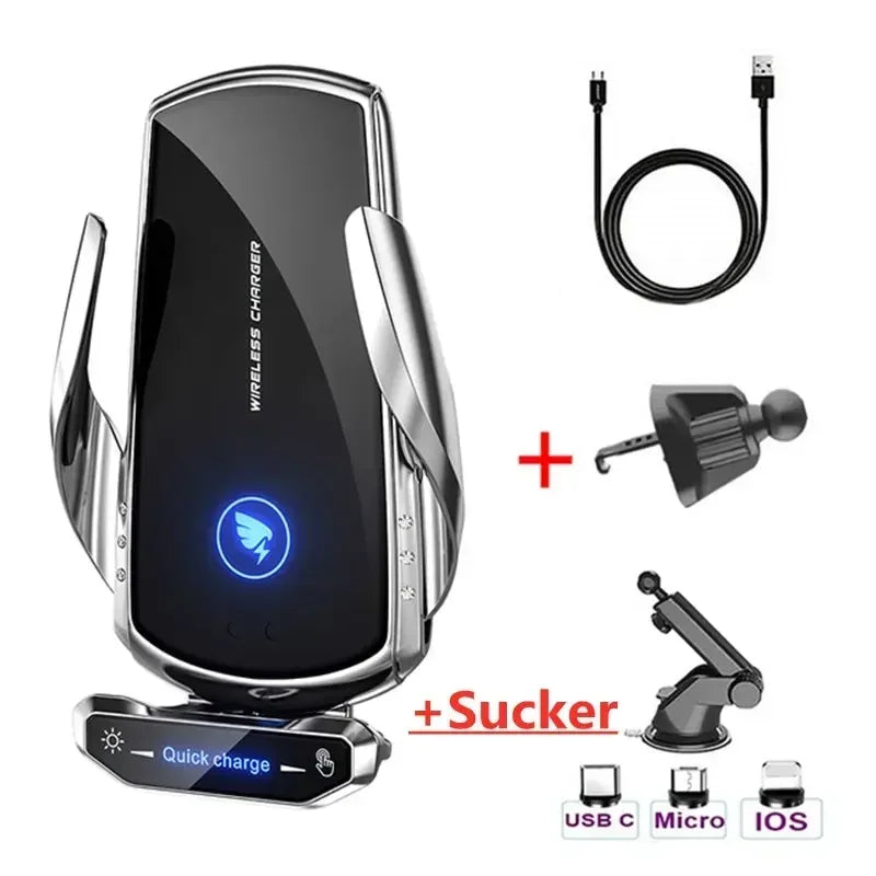 Draadloze oplader auto telefoonhouder standaard 15W snellaadstation voor iPhone