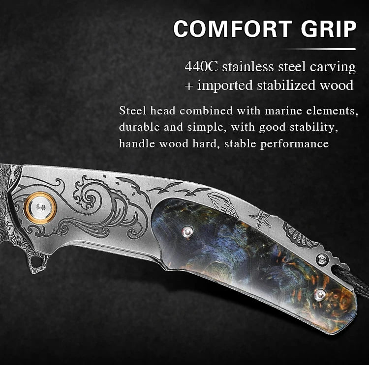 Handmade Damascus Steel Pocket Knife, Men s and Women s Folding Knife, Outdoor