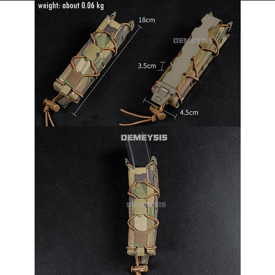 Tactical Pistol Magazine Pouch Fits MP5 MP7 .45 Single Open Top MOLLE 9mm Fast Mag Pouches