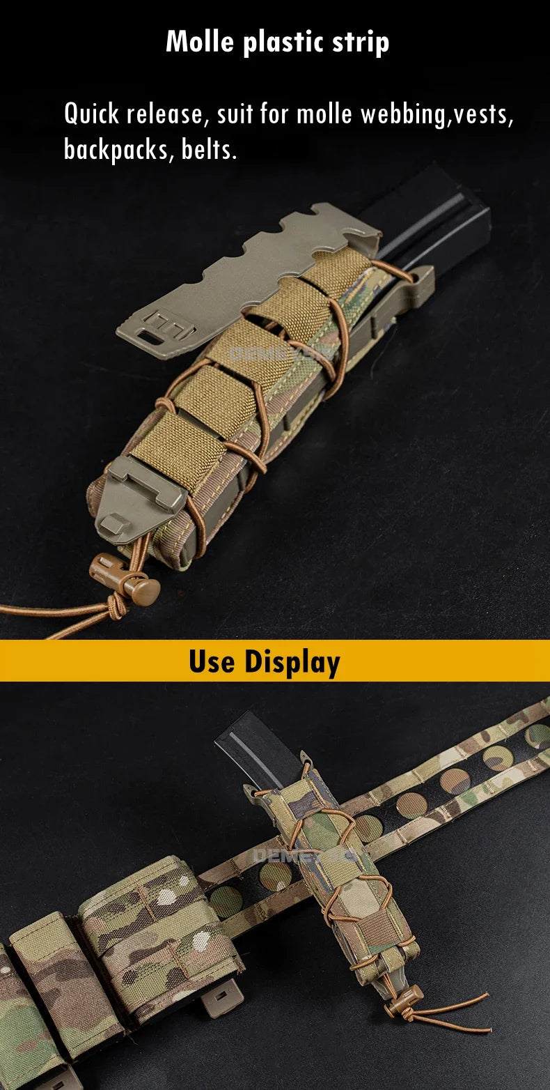 Tactical Pistol Magazine Pouch Fits MP5 MP7 .45 Single Open Top MOLLE 9mm Fast Mag Pouches