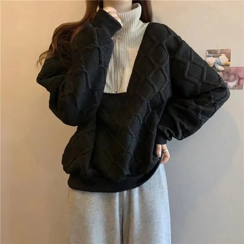 Driedimensionale sweatshirt met rits voor dames, herfst- en wintertop