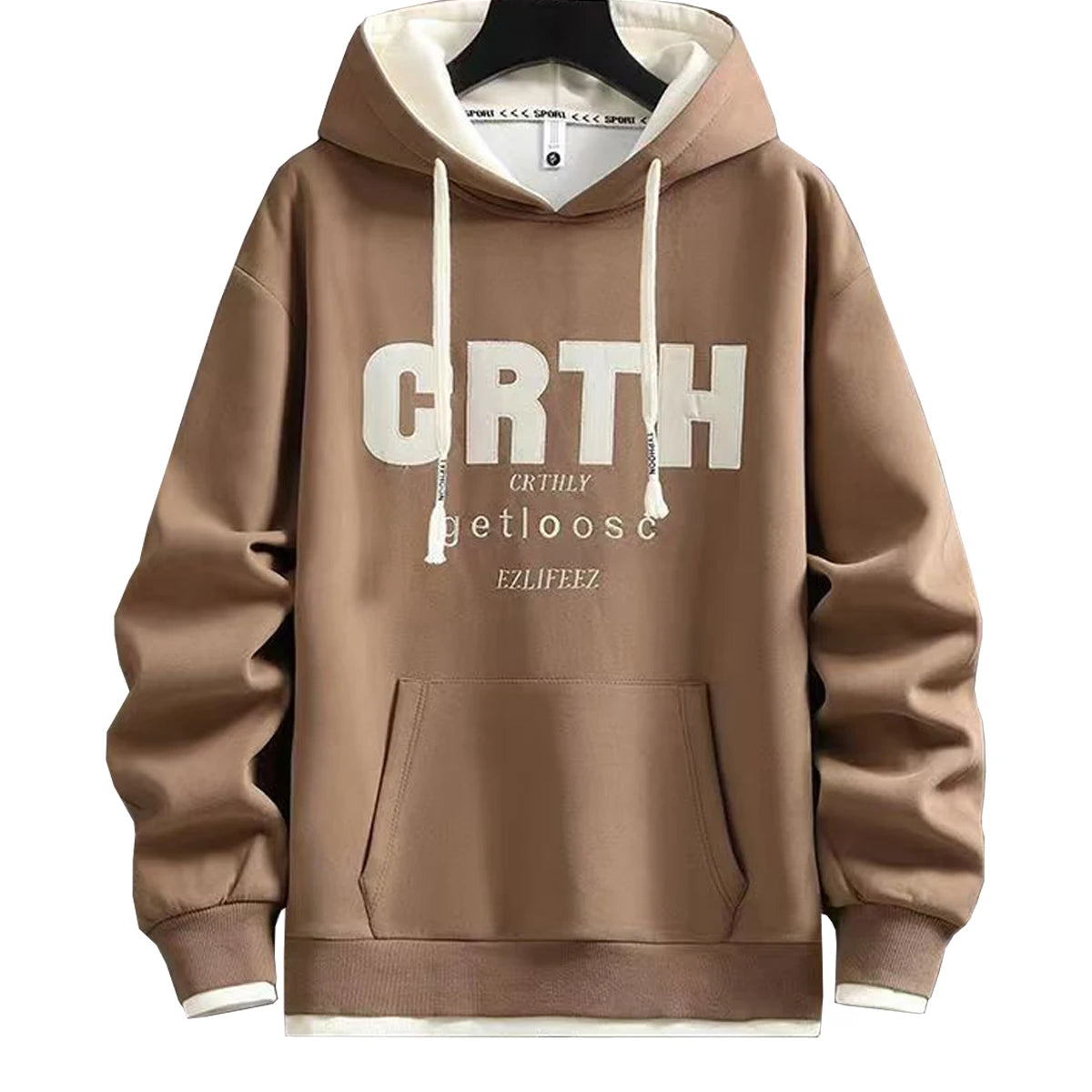 Men s Hoodie With Solid Color Printed Letters Double Layered Thick Hoodie Young People Autumn Winter