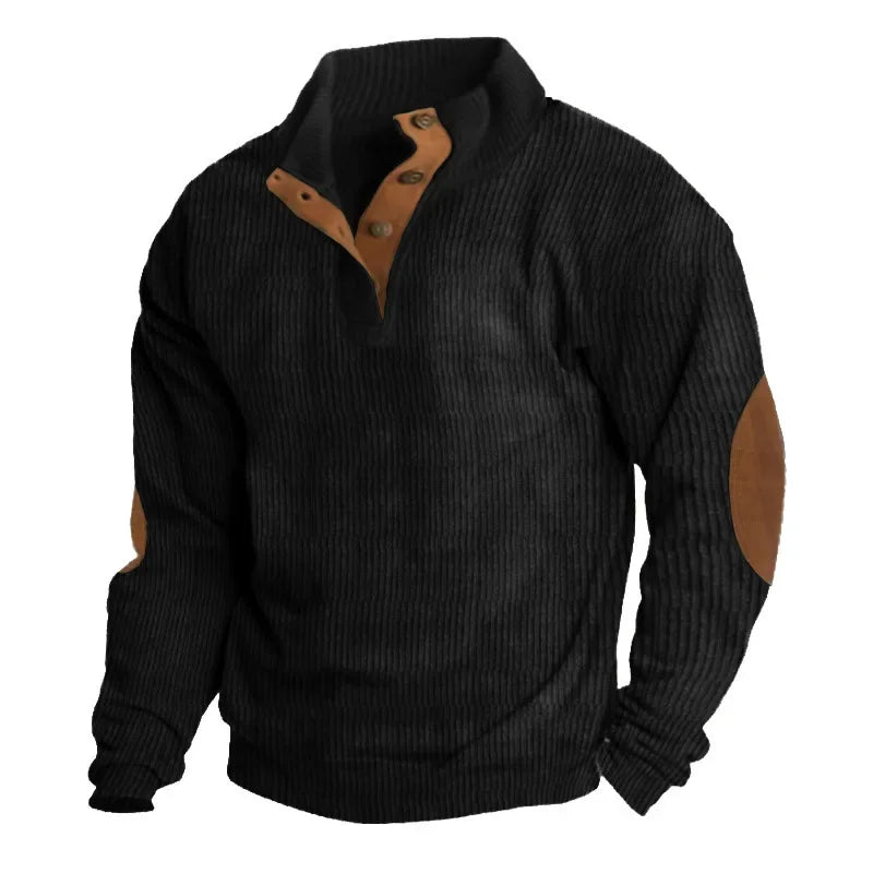 Men s Outdoor Jacket 3D Digital Print Casual Collar Long Sleeve Four Button Sweatshirt Loose Fit