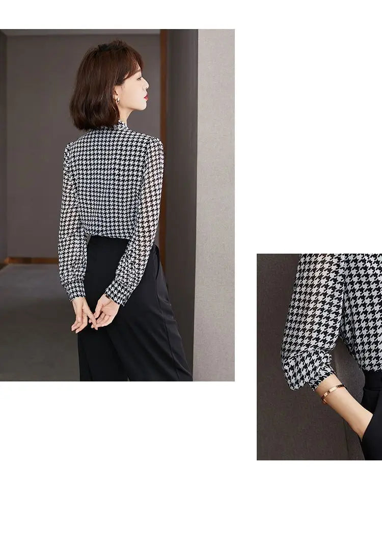 Lente Herfst Sjaalkraag Mode Lange Mouw Blouse Dames High Street Casual