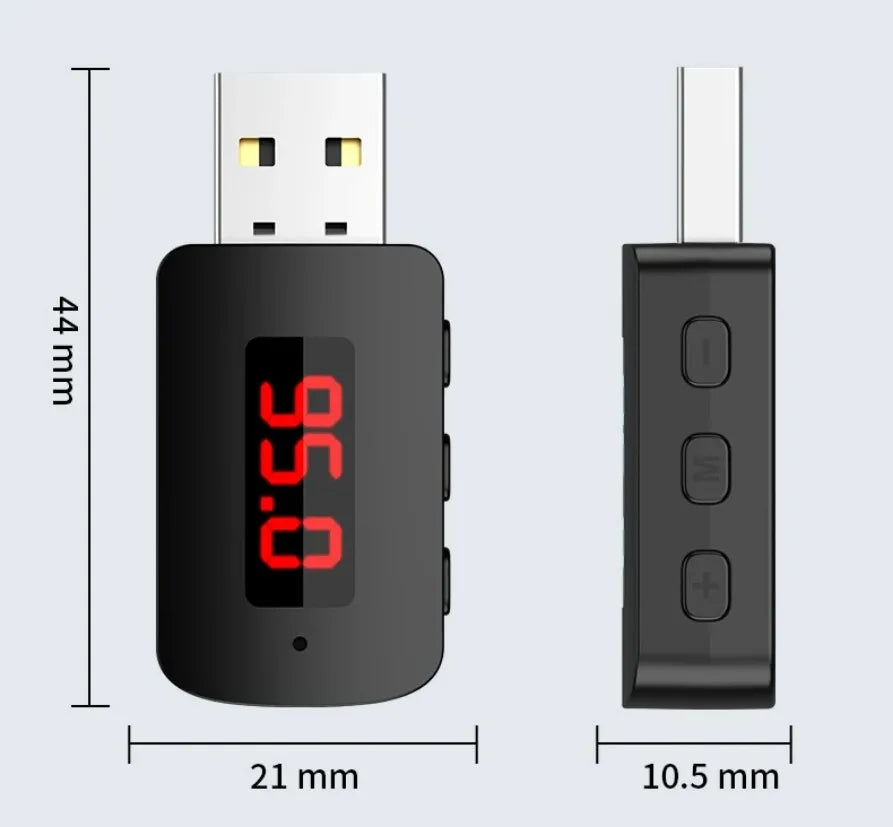 Bluetooth 5.4 Auto Zender Ontvanger Handsfree Bellen Autokit Mini USB Voeding