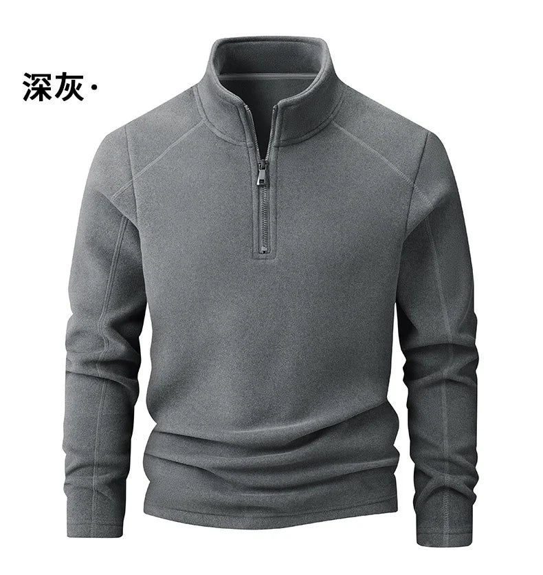 Plus Velvet Sweater Men s L 9XL Large Size Winter Polar Fleece Stand up Collar Half zipper Long