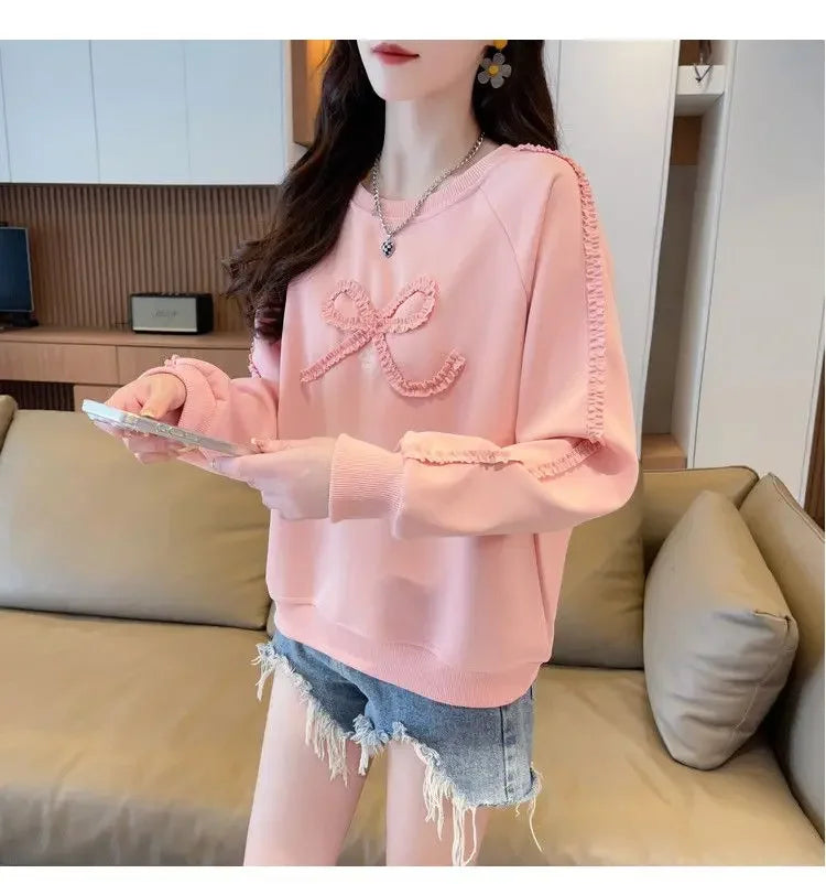 Dames Sweatshirt Los Groot Maat Ontwerp Eenvoudig Leeftijdsverminderend Afslankend Vleesbedekkende Trui Lang