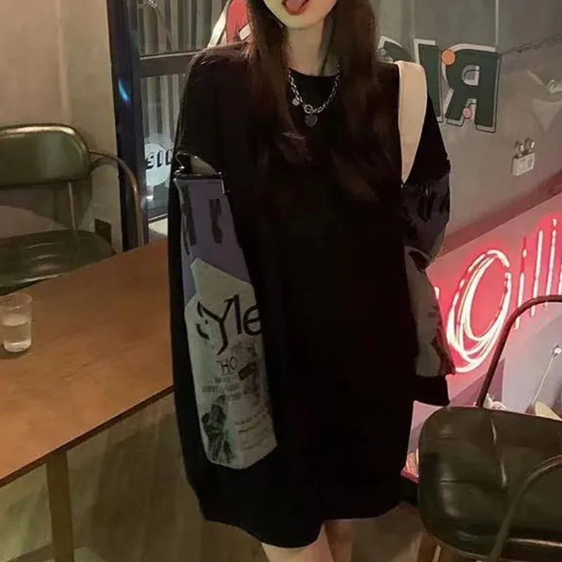 Autumn Fashion Korean Edition Design Sense Round Neck Pop Street Zipper Long Sleeve Panel Loose
