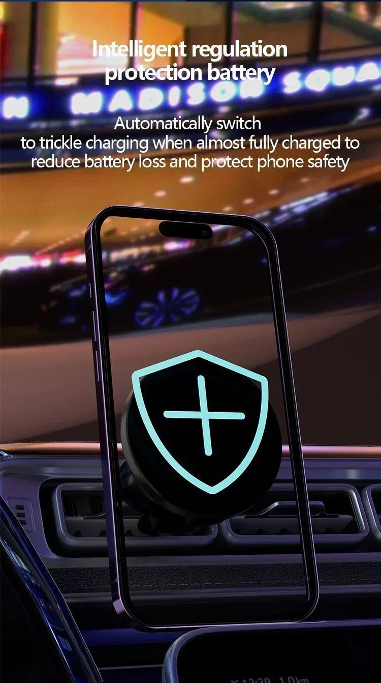 Magnetische auto mobiele telefoonhouder, draadloze oplader voor iPhone 15, 14, 13 en 12
