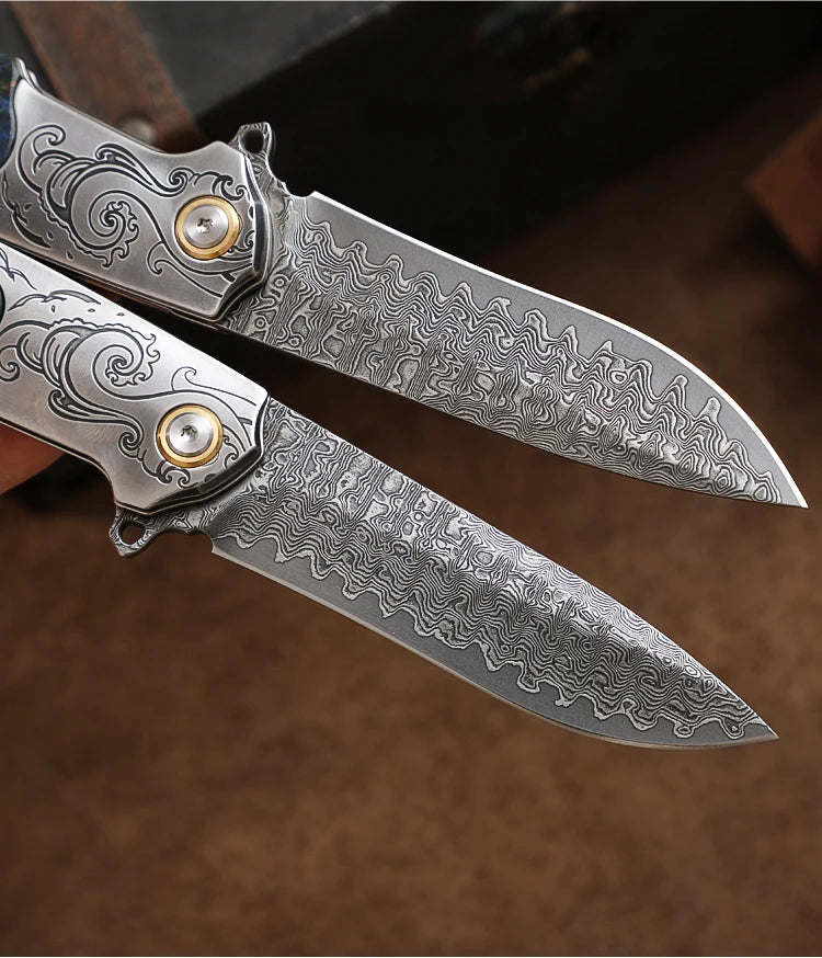 Handmade Damascus Steel Pocket Knife, Men s and Women s Folding Knife, Outdoor