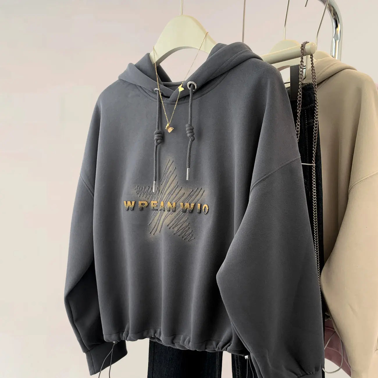 American Retro Hooded Sweatshirt Women in Spring and Autumn Design Feel Loose and Lazy Versatile Top