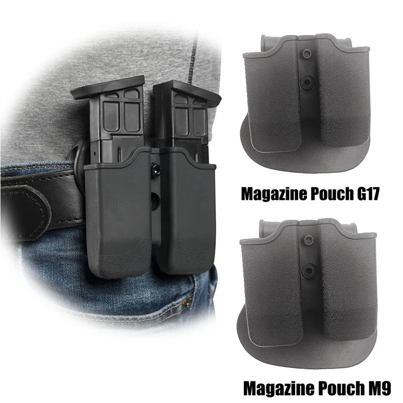 Tactical Double Magazine Holster Universal 9mm .40 Caliber Stack Mag Holder with 1.5 2 Inches Belt