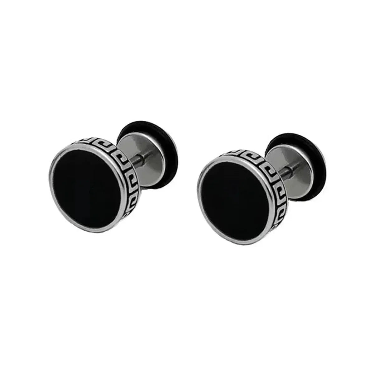 2pcs 316l Stainless Steel Vintage Flat Back Stud Earrings for Men Women