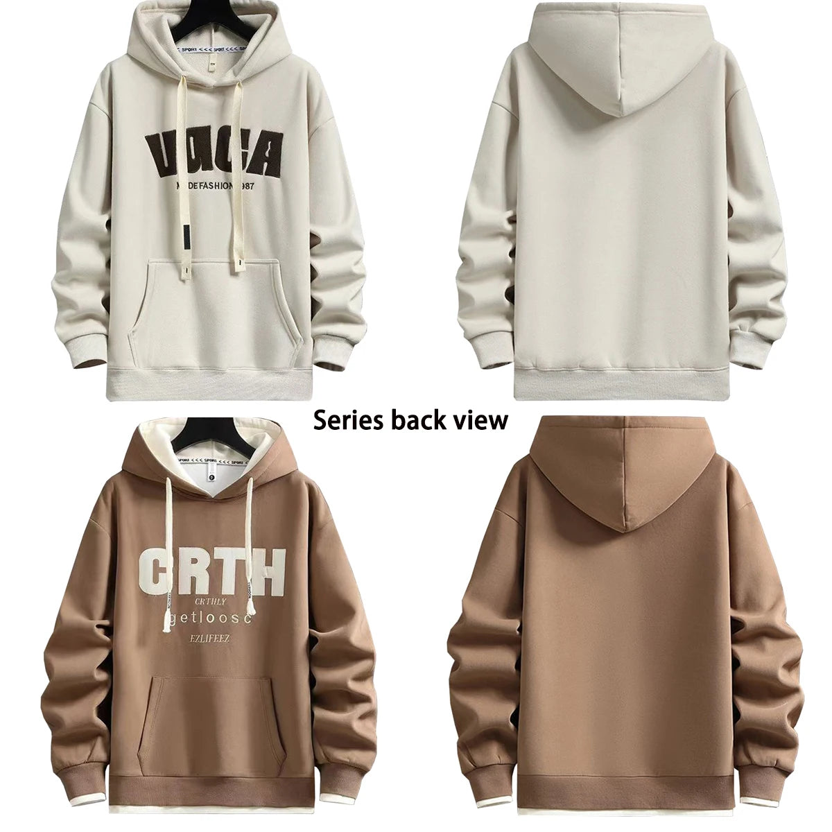 Men s Hoodie With Solid Color Printed Letters Double Layered Thick Hoodie Young People Autumn Winter