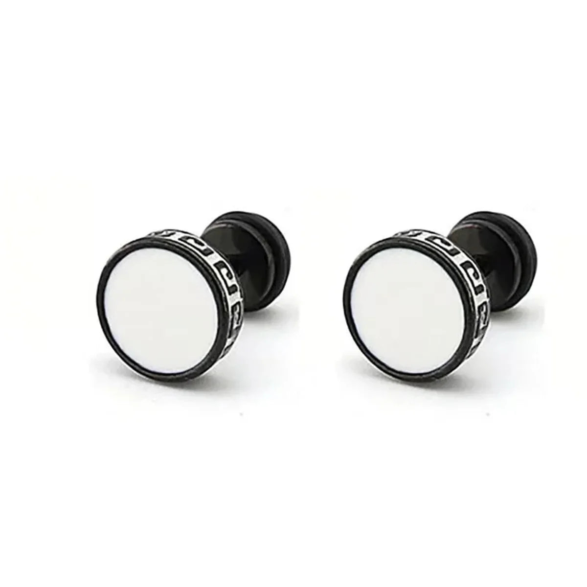 2pcs 316l Stainless Steel Vintage Flat Back Stud Earrings for Men Women