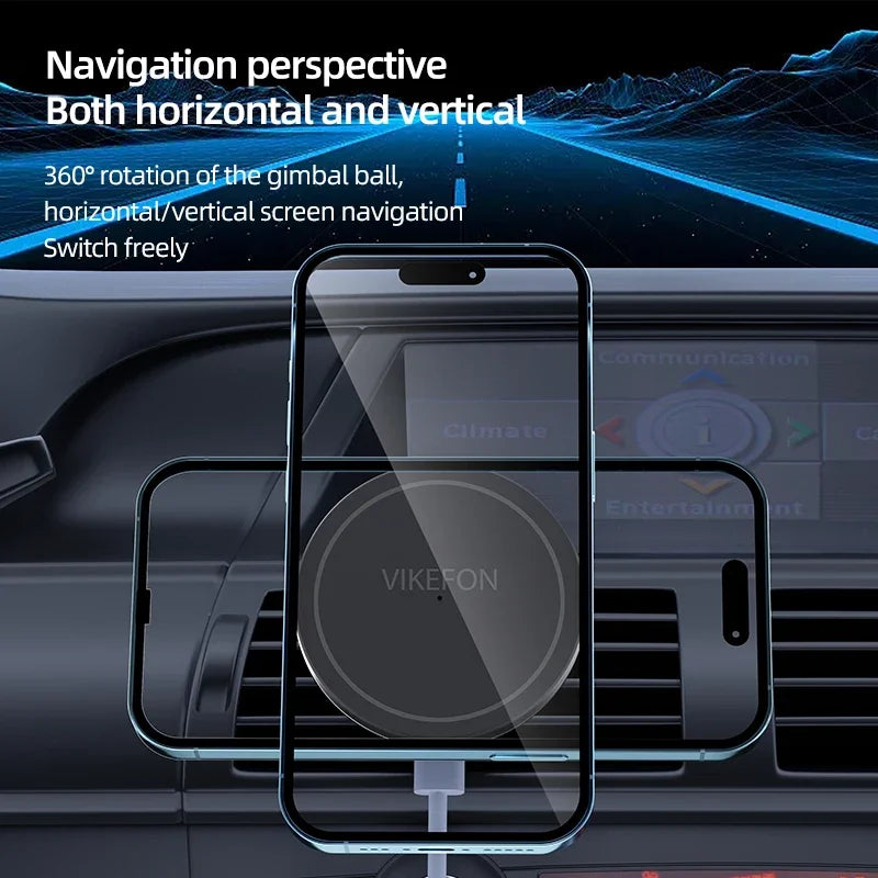 Magnetische auto mobiele telefoonhouder, draadloze oplader voor iPhone 15, 14, 13 en 12