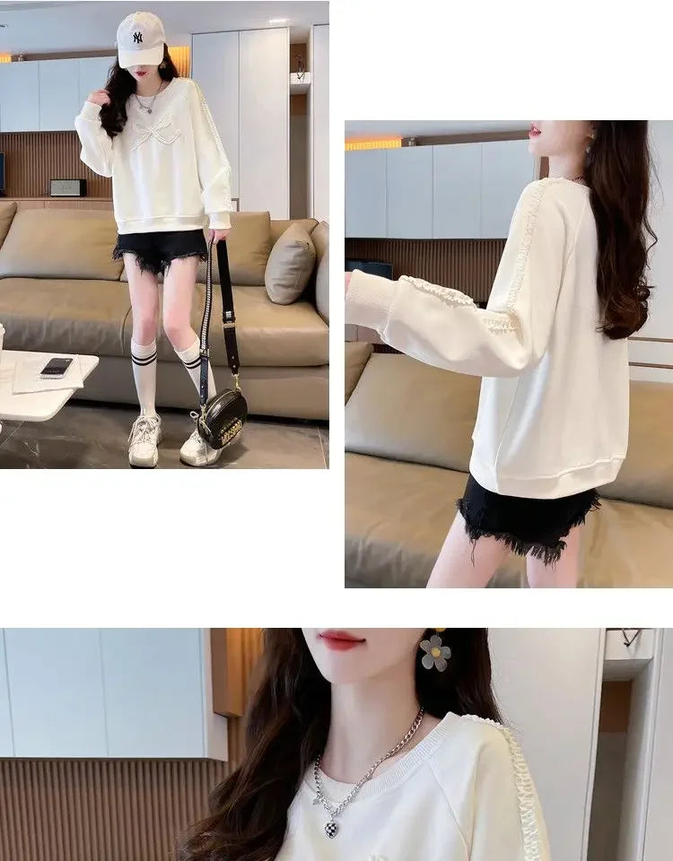 Dames Sweatshirt Los Groot Maat Ontwerp Eenvoudig Leeftijdsverminderend Afslankend Vleesbedekkende Trui Lang