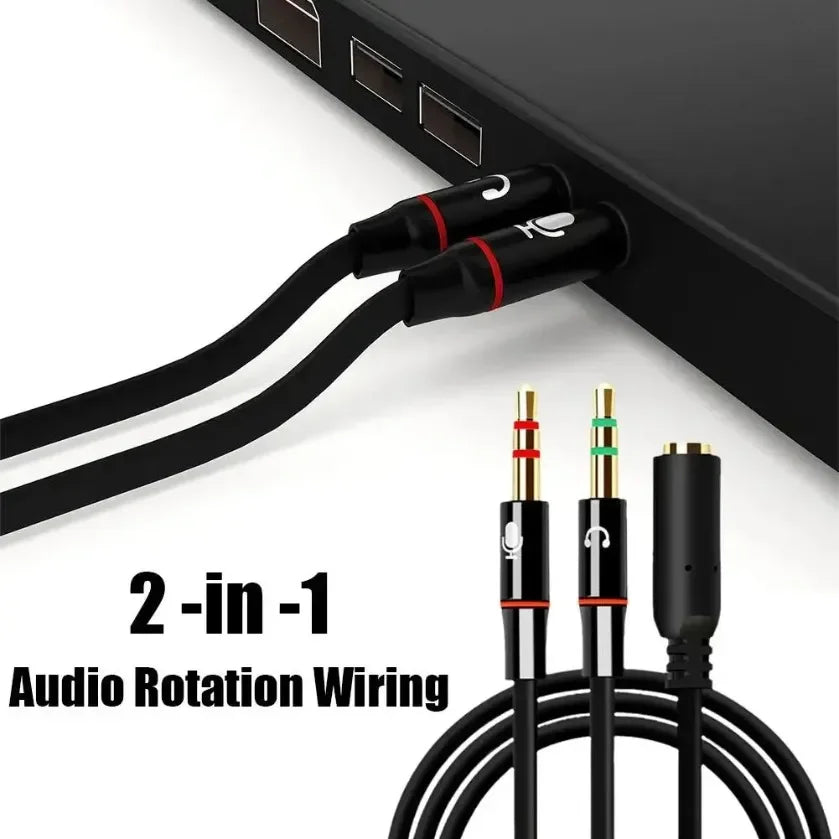 Hoofdtelefoon-microfoon-audioconverter-splitter voor computer 3,5 mm vrouwelijk naar