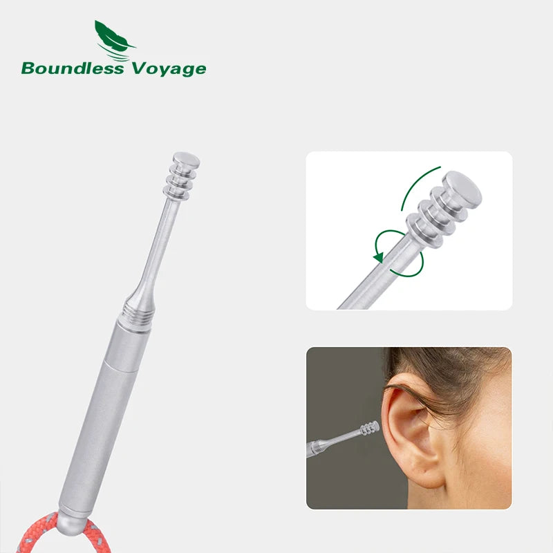 Boundless Voyage Portable Mini Titanium Toothpicks Holder Ear Wax Removal
