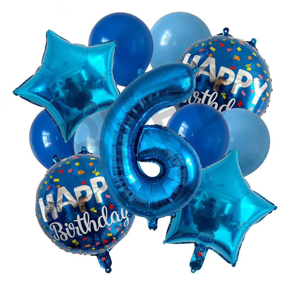 13pcs bag Blue Balloons Mixed Number Balloons Birthday Party Decorations Boys