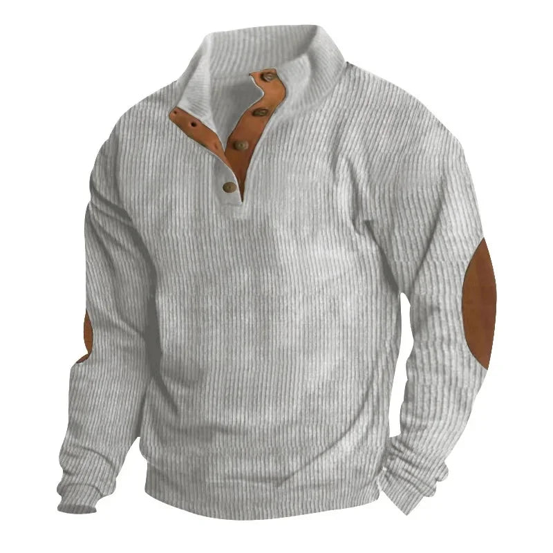 Men s Outdoor Jacket 3D Digital Print Casual Collar Long Sleeve Four Button Sweatshirt Loose Fit