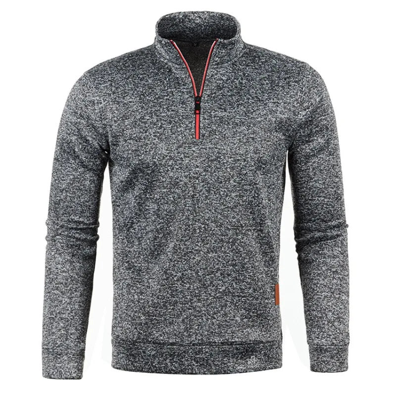 Autumn Men s Half Zipper Sweatshirts Long Sleeve Solid Color Pullover Turtleneck