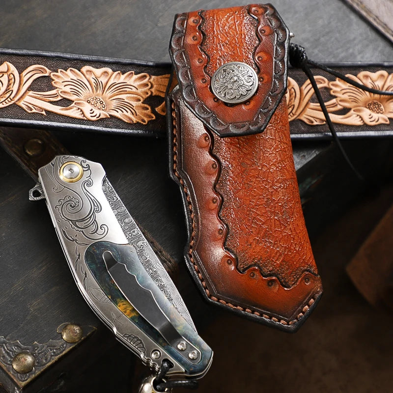 Handmade Damascus Steel Pocket Knife, Men s and Women s Folding Knife, Outdoor